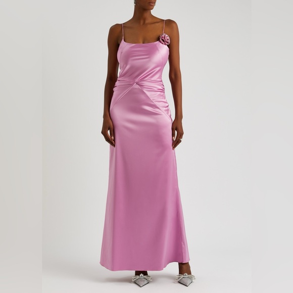 Mach & Mach Flower Appliqu Satin Gown